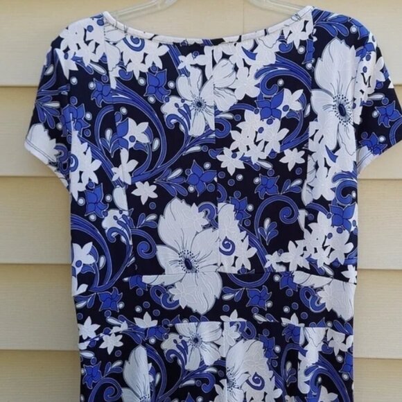 Perception New York Blue/ white woman's dress. Size L. Luxury Gift Summer Lightw - Picture 6 of 7